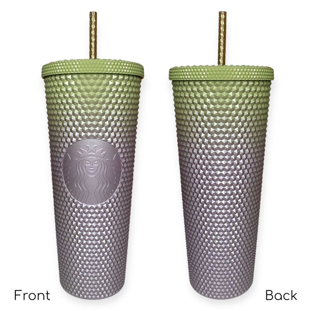 Starbucks Tumbler 2024 Fall Green Purple Gradient Ombre Studded Venti 24 oz Cup